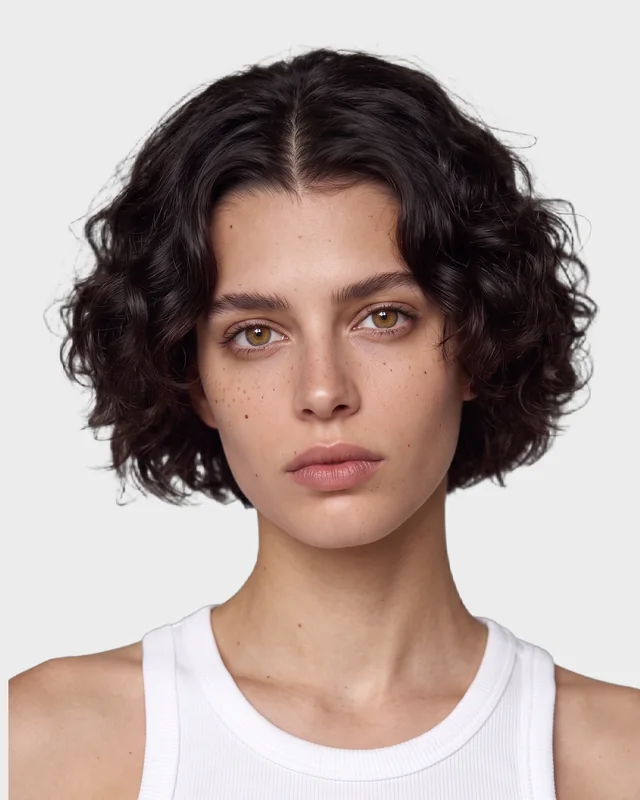 Amelie, Koyu kıvırcık bob · çiller